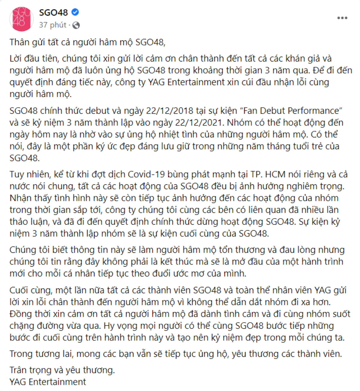 SGO48 - Nhóm nhạc đông thành viên nhất Vpop tuyên bố tan rã sau 3 năm hoạt động Ảnh 3