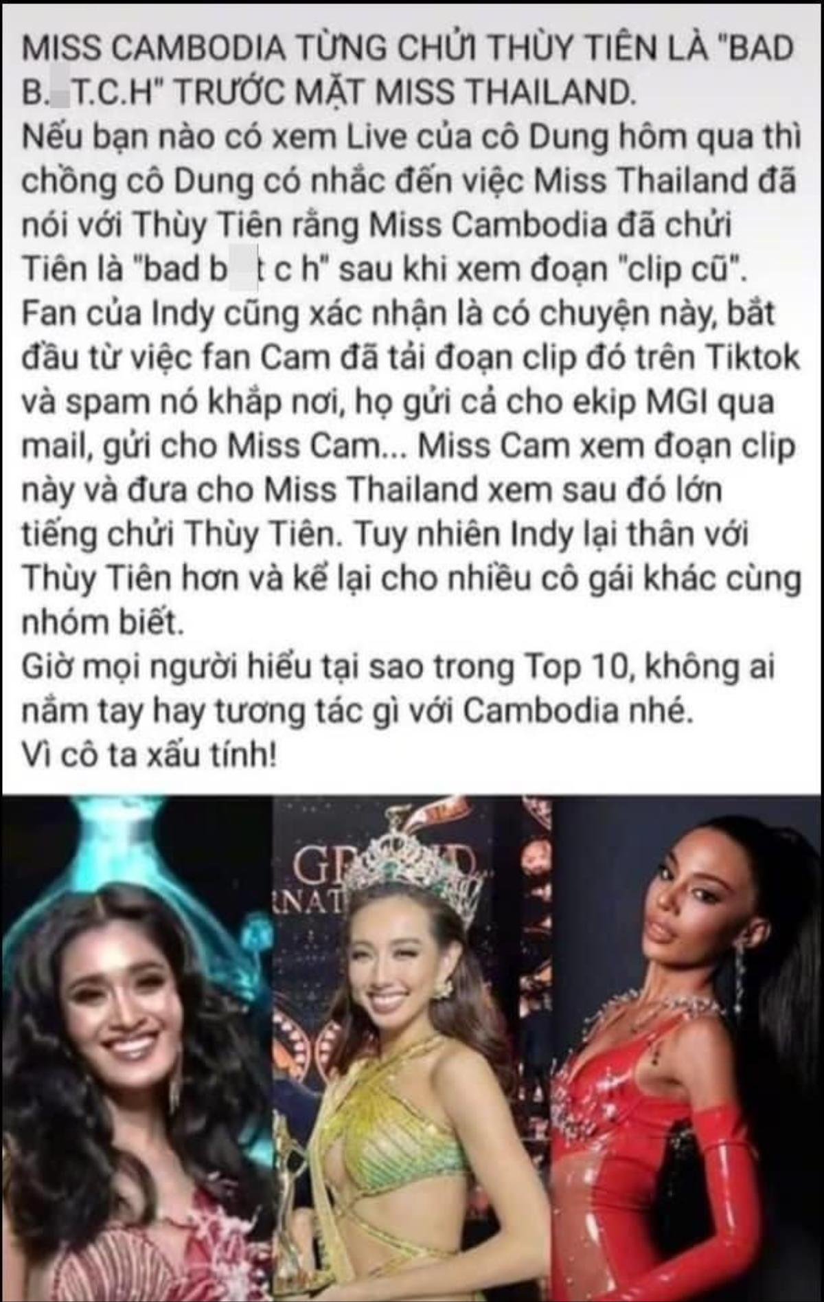 Nghi Thuỳ Tiên bị chơi xấu, netizen tràn vào trang cá nhân Miss Grand Campuchia, 'thả rắn' cho đối thủ Ảnh 2