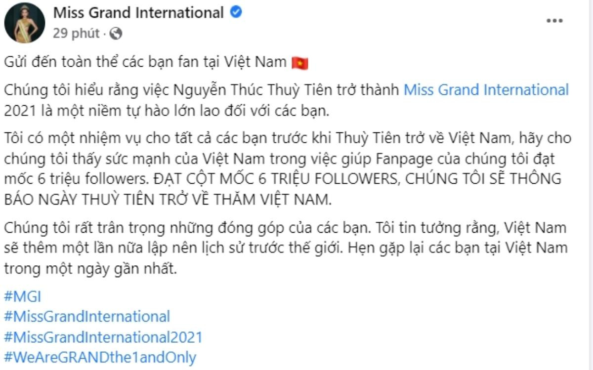 Netizen phản ứng mạnh trước màn 'câu follow' của fanpage Miss Grand: 'Dì Na giữ Tiên lại luôn đi' Ảnh 1