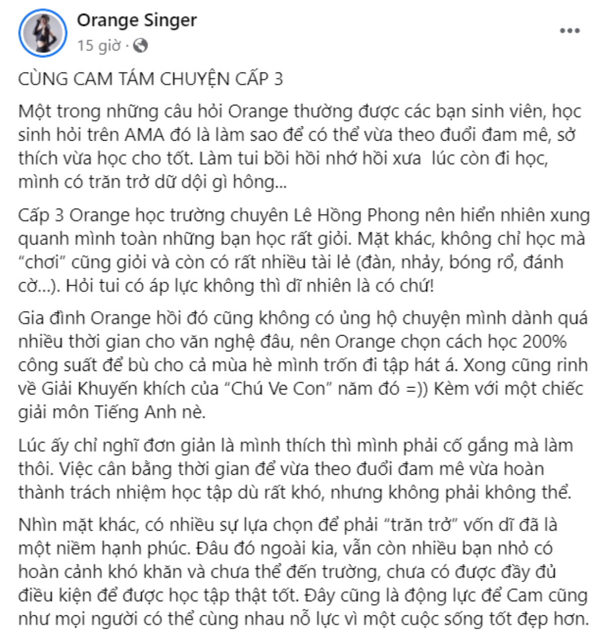 Orange tâm sự đam mê ca hát thời cấp 3: Trốn học đi tập văn nghệ, gia đình từng không ủng hộ Ảnh 2