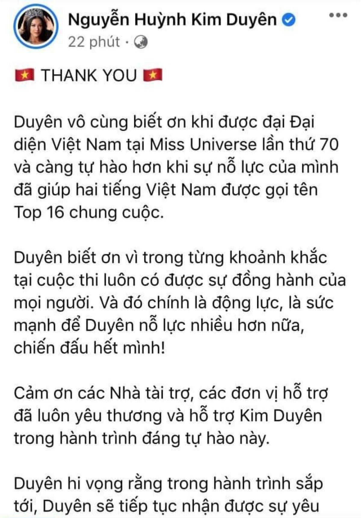 Dừng chân top 16, Kim Duyên gửi tâm thư: Biết ơn mọi người trong từng khoảnh khắc! Ảnh 1