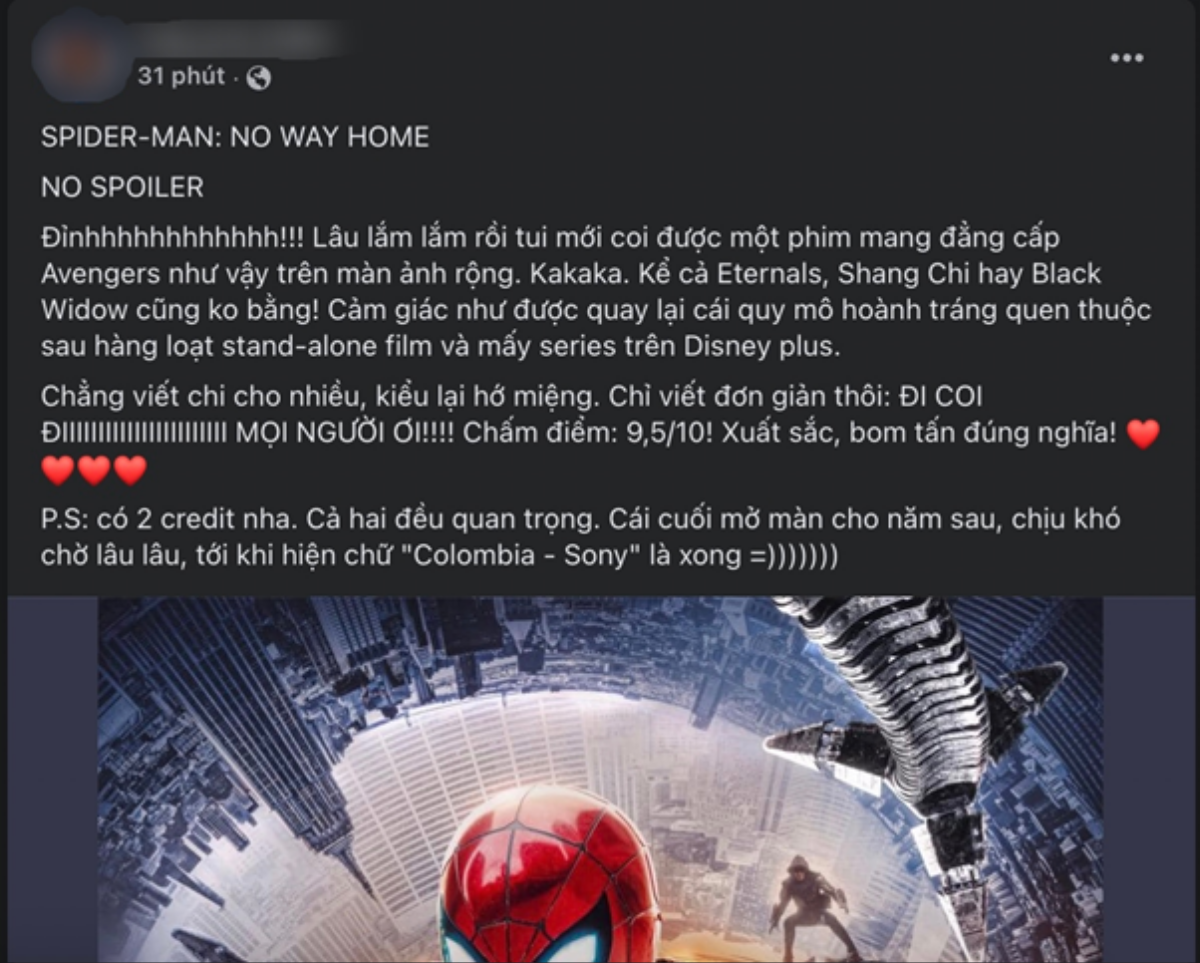 Phản ứng của khán giả sau khi ra rạp xem 'Spider-Man: No Way Home': Xuất sắc, bùng nổ hơn cả 'Endgame' Ảnh 9