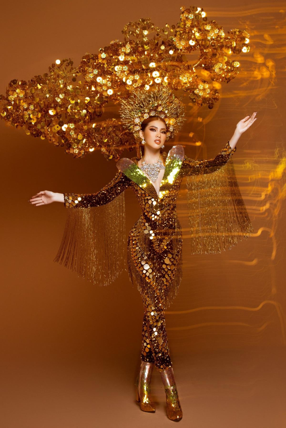 5 thiết kế National Costume của nhan sắc Việt 2021: Bánh Tét - Thiên thần ghi điểm trọn vẹn Ảnh 5