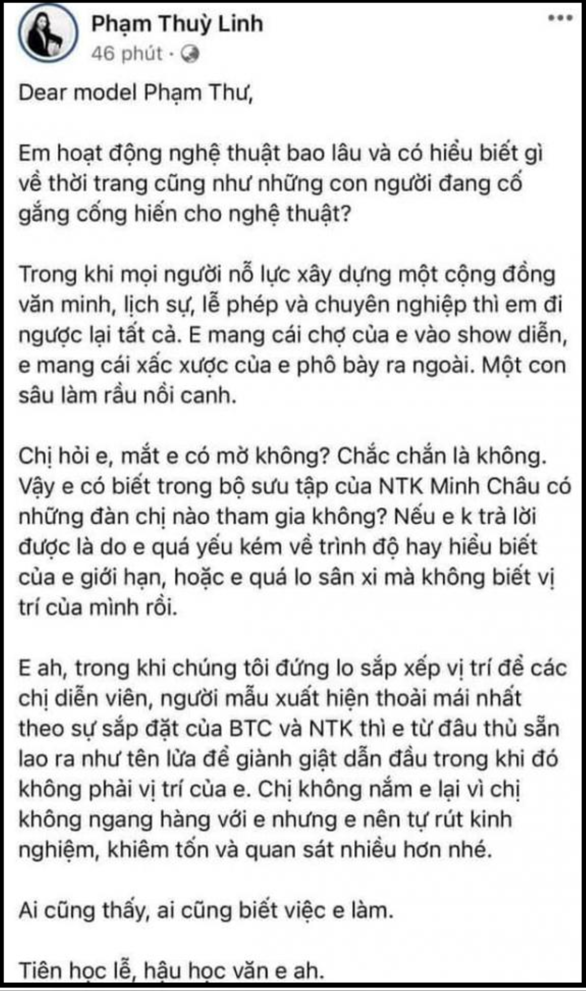 Phạm Thùy Linh tố 'đàn em' Phạm Thư giành giật vị trí trên sàn diễn: Ai đúng ai sai? Ảnh 1