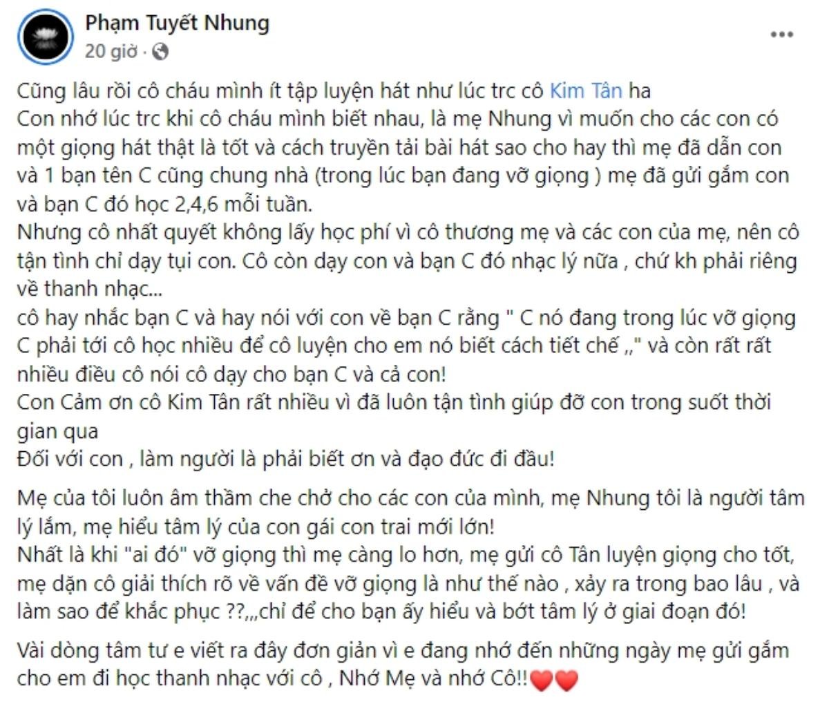 Con gái nuôi Phi Nhung gọi Hồ Văn Cường là 'ai đó tên C', nhắc chuyện phải biết ơn và đạo đức Ảnh 1