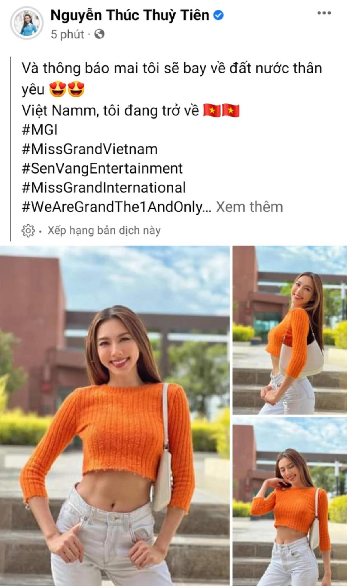 Miss Grand Thuỳ Tiên chính thức về Việt Nam vào ngày mai, có lời nhắn gửi đến fan sắc đẹp Ảnh 1