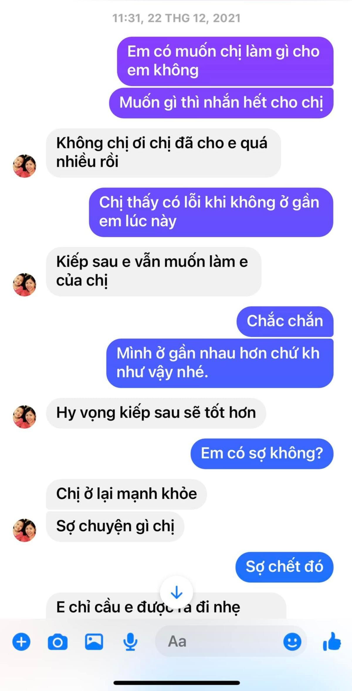 Đau lòng với dòng tin nhắn cuối của Hoa hậu Thu Hoài và em gái vừa lìa đời: 'Cầu cho em đi thanh thản' Ảnh 3