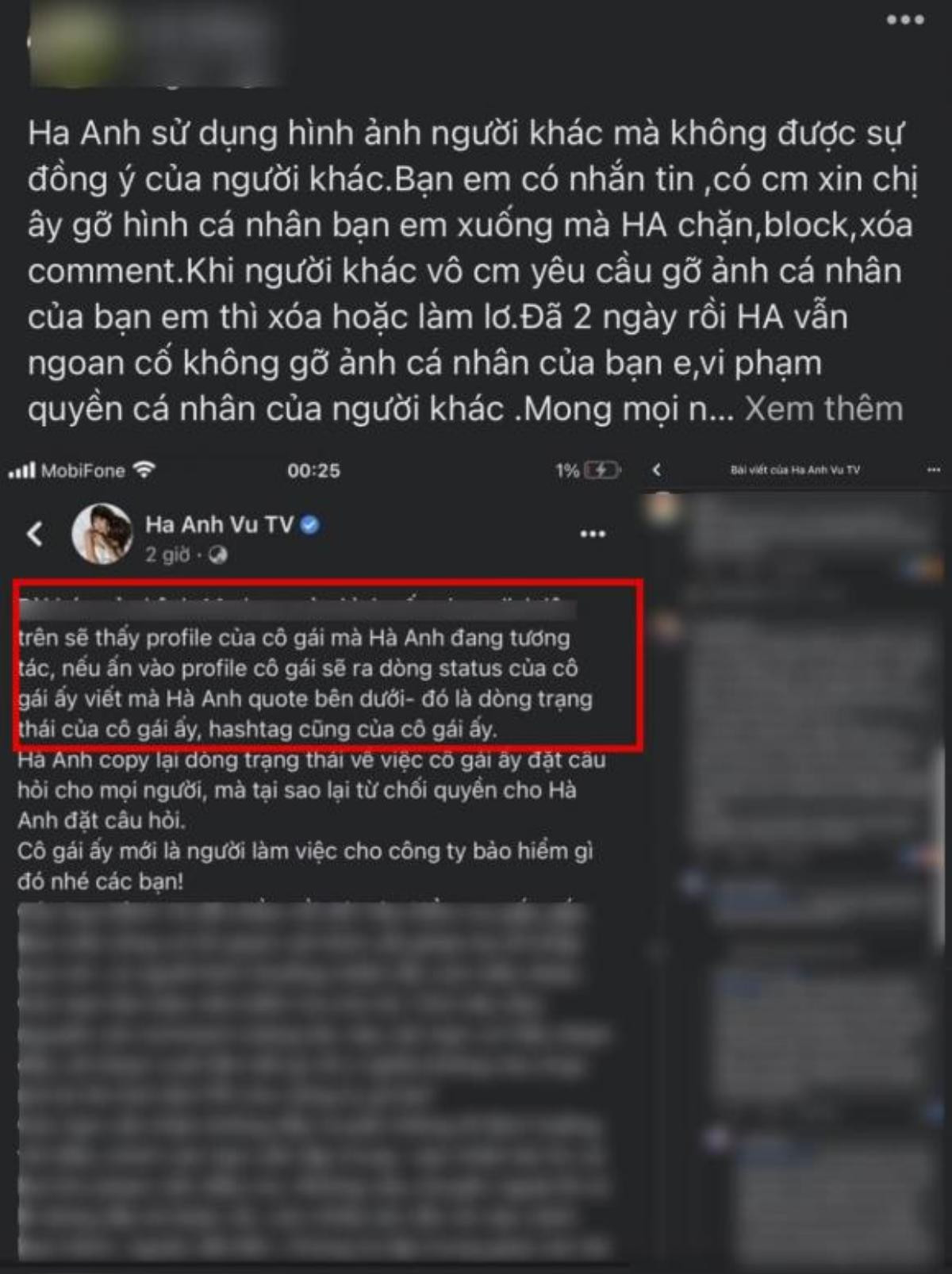 Hà Anh bị tố sử dụng hình ảnh cá nhân trái phép, block đối phương khi bị bắt xóa bài? Ảnh 2