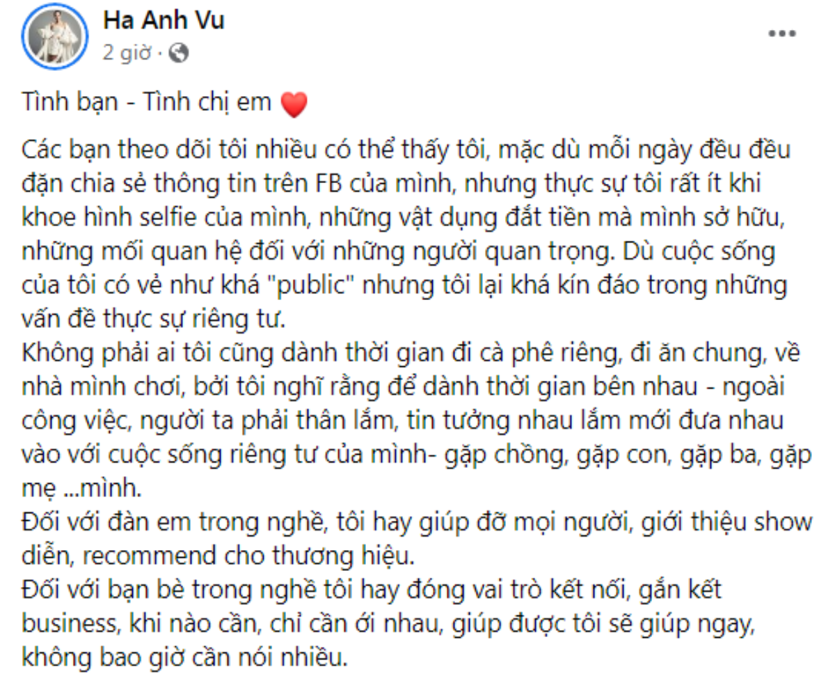 Sau loạt lùm xùm, Hà Anh viết tâm thư cho chị em: 'Nói xấu nhau không bao giờ mang cho tôi niềm vui nào' Ảnh 3