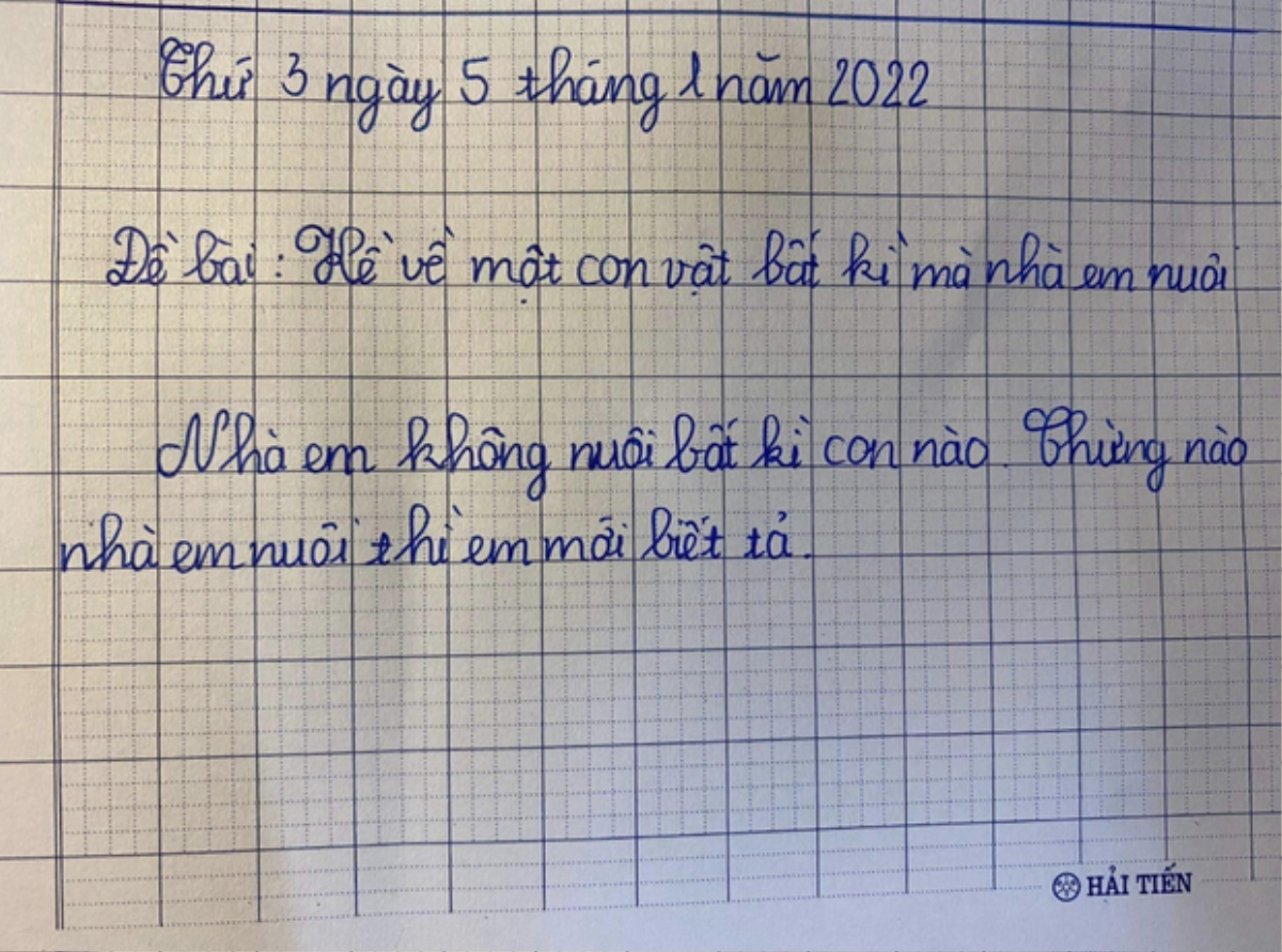 Học sinh tiểu học viết vỏn vẹn 2 câu trong bài văn tả con vật, giáo viên đọc xong mà lắc đầu chịu thua Ảnh 1