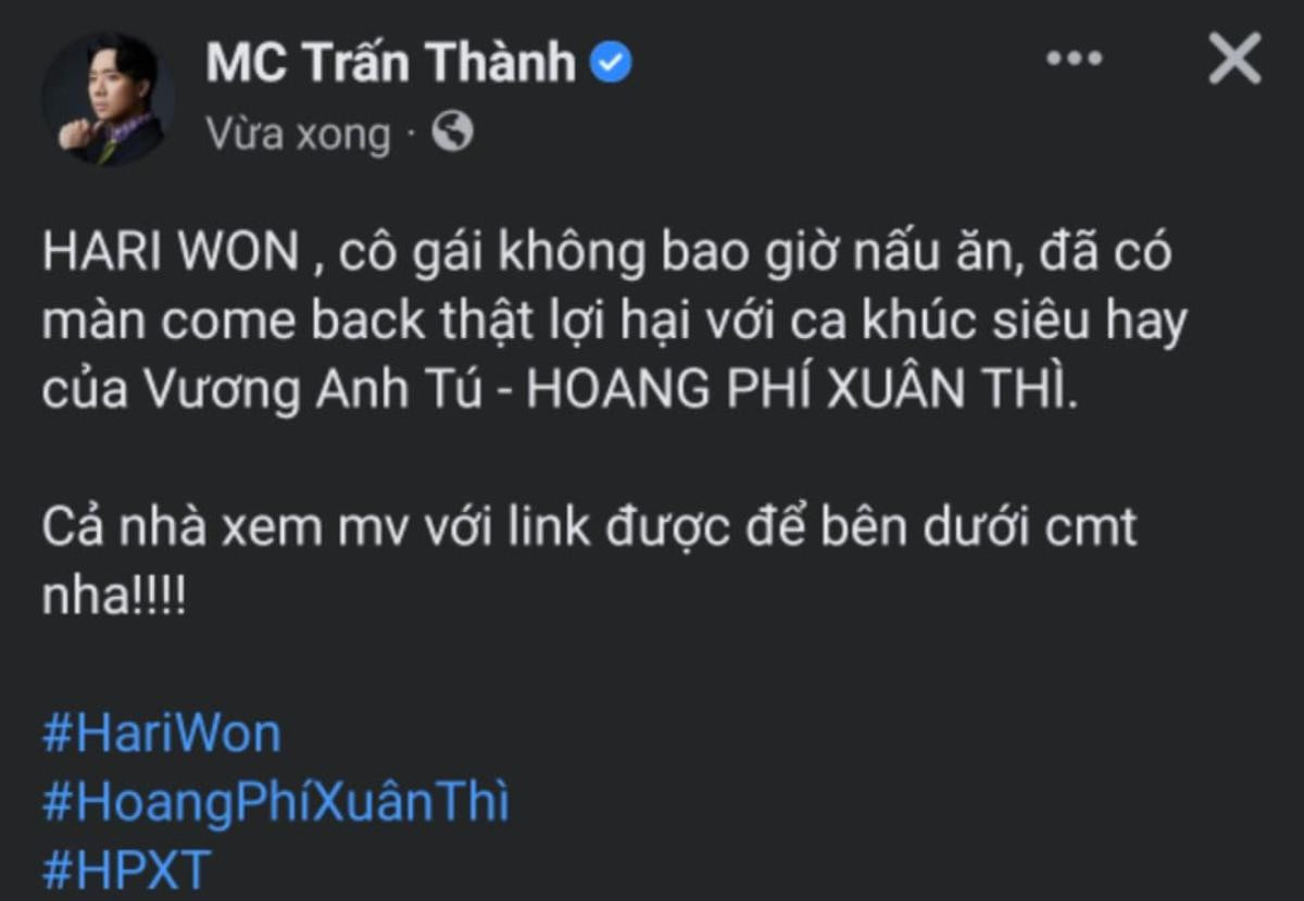 Lâu lâu Hari Won mới ra nhạc, Trấn Thành lại vội đăng đàn 'bóc phốt' bà xã! Ảnh 5