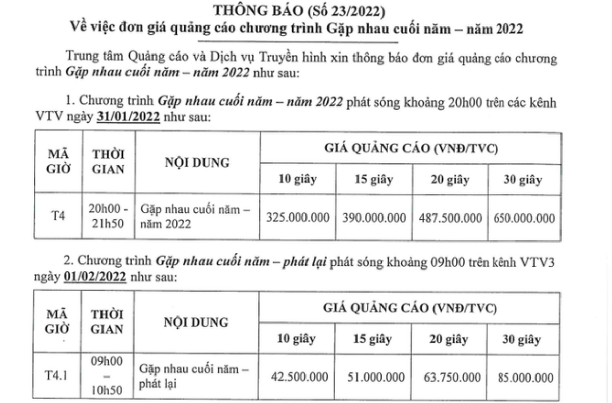 Lộ bảng giá quảng cáo gây sốc của Táo Quân 2022, liệu có cao hơn năm ngoái? Ảnh 3