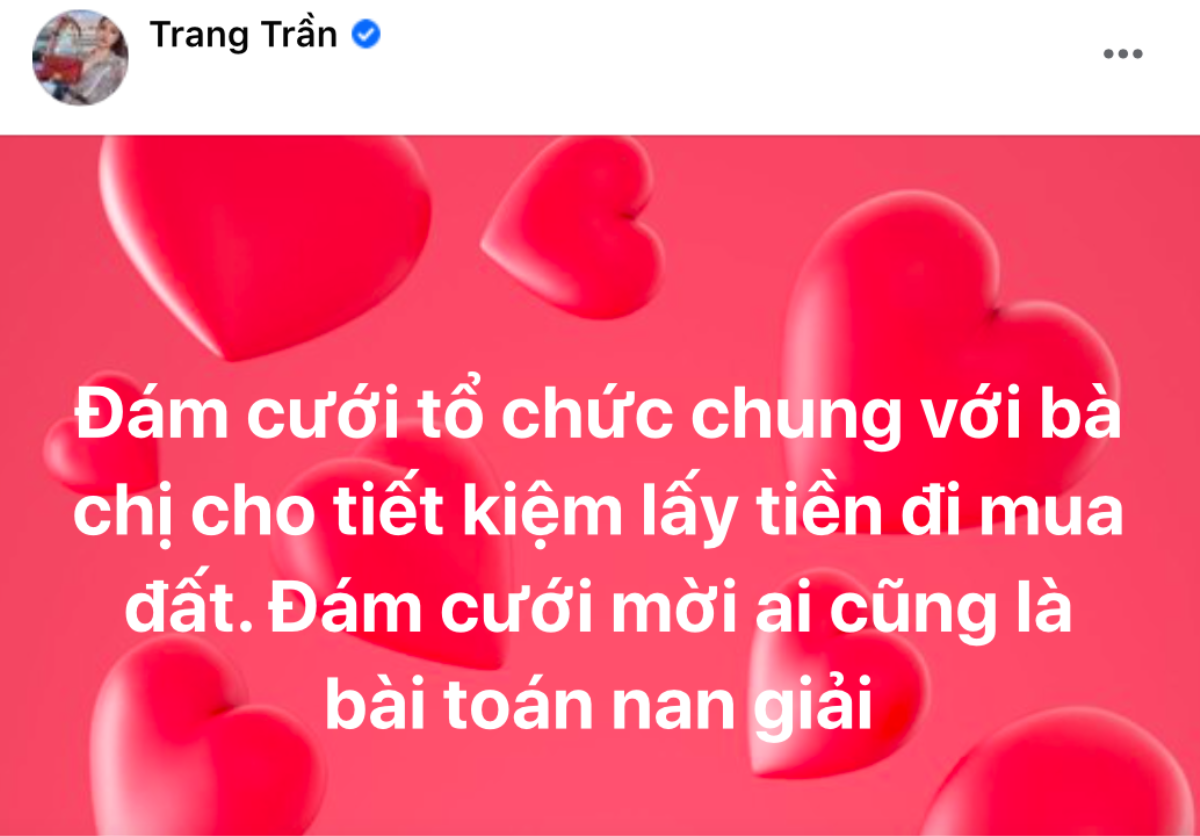 Trang Trần sắp tổ chức đám cưới, danh sách khách mời nan giải? Ảnh 1