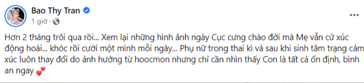 Bảo Thy hiếm hoi chia sẻ ảnh cận mặt con, cho biết tự khóc cười một mình mỗi ngày Ảnh 2