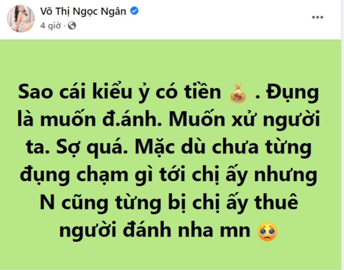 Giữa drama cực căng của Trần My và Trang Nemo, Ngân 98 ám chỉ 'ai đó tên T' từng thuê người đánh mình Ảnh 2