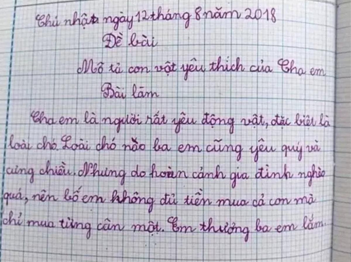 Làm văn khen bố rất yêu động vật, HS tiểu học khiến CĐM cười ngất vì màn 'quay xe' ở những câu cuối cùng Ảnh 1