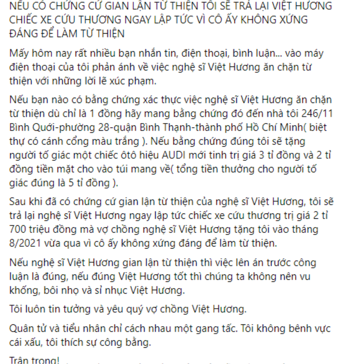 Ông Đoàn Ngọc Hải bất ngờ tuyên bố sẽ trả xe cứu thương cho NS Việt Hương, lý do là gì? Ảnh 2