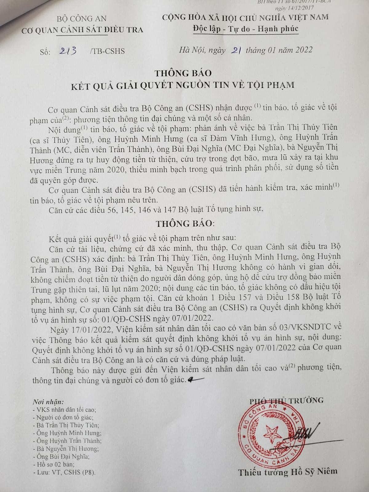 Kết luận chính thức vụ việc 'ăn chặn từ thiện' của Thuỷ Tiên, Trấn Thành, Đàm Vĩnh Hưng, Đại Nghĩa Ảnh 3