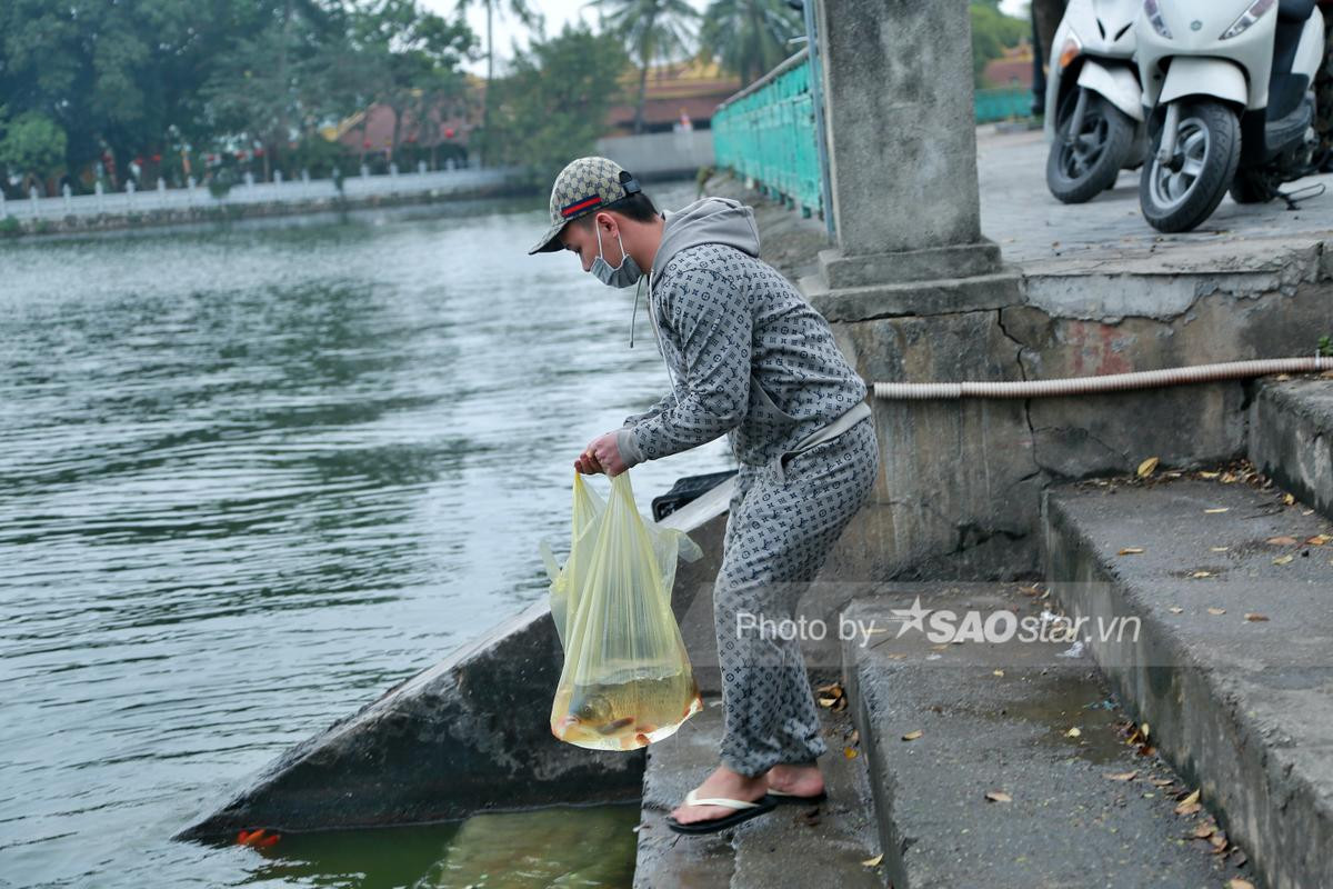 Người Hà Nội tấp nập thả cá chép 'khủng' tiễn ông Công ông Táo về trời Ảnh 6