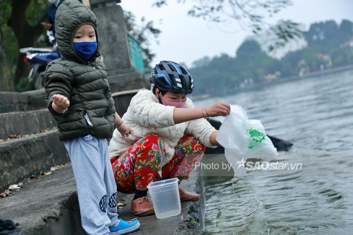 Người Hà Nội tấp nập thả cá chép 'khủng' tiễn ông Công ông Táo về trời Ảnh 10