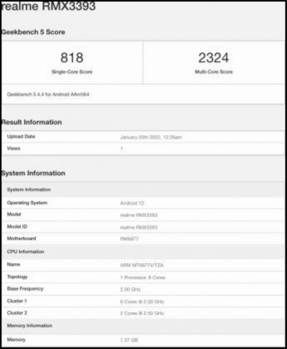 Realme 9 Pro+ 5G lộ toàn bộ cấu hình trên Geekbench Ảnh 1