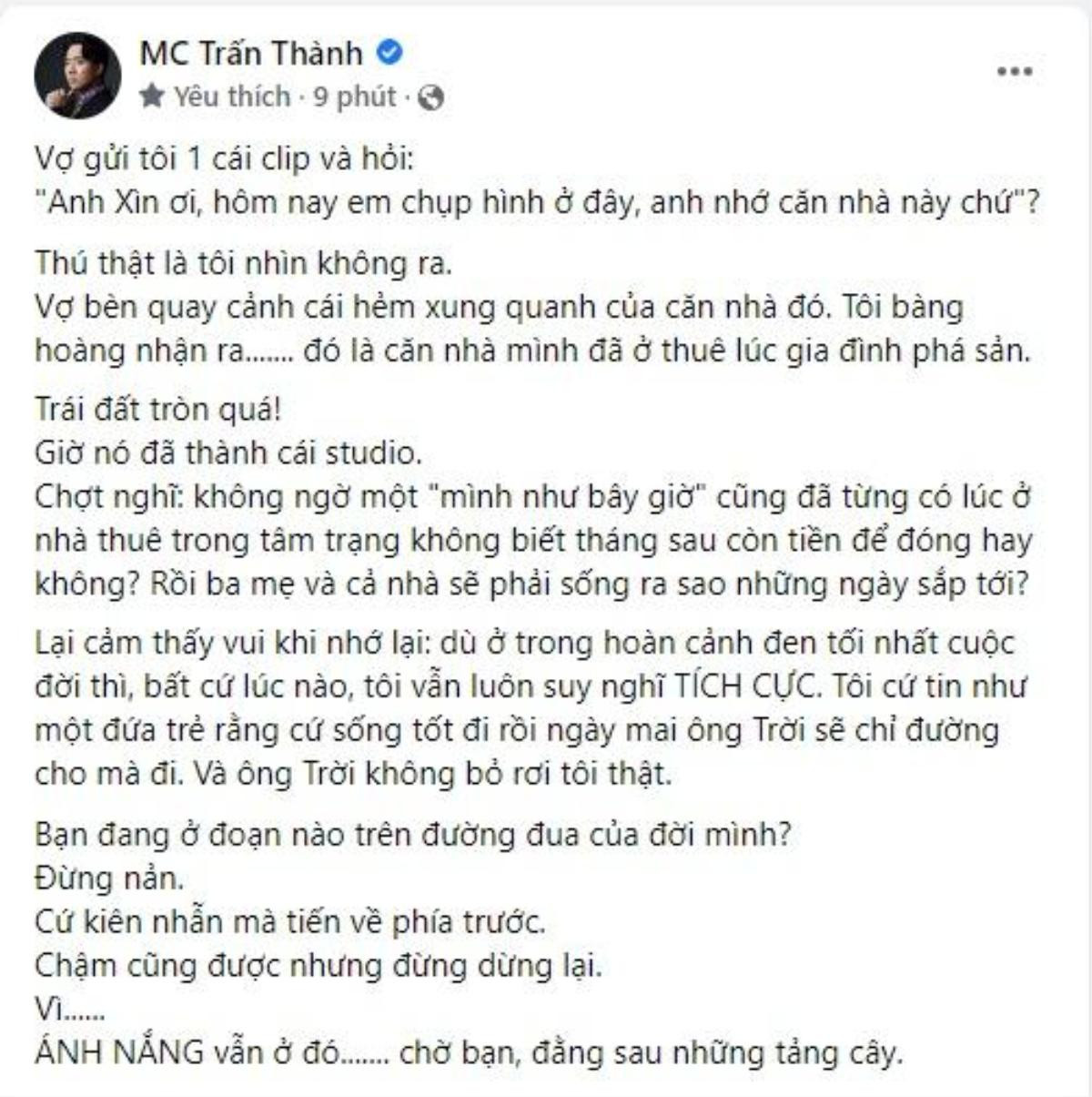 Chỉ một tin nhắn của vợ, Trấn Thành bồi hồi nhớ lại quá khứ cả gia đình phá sản, không tiền thuê nhà Ảnh 3