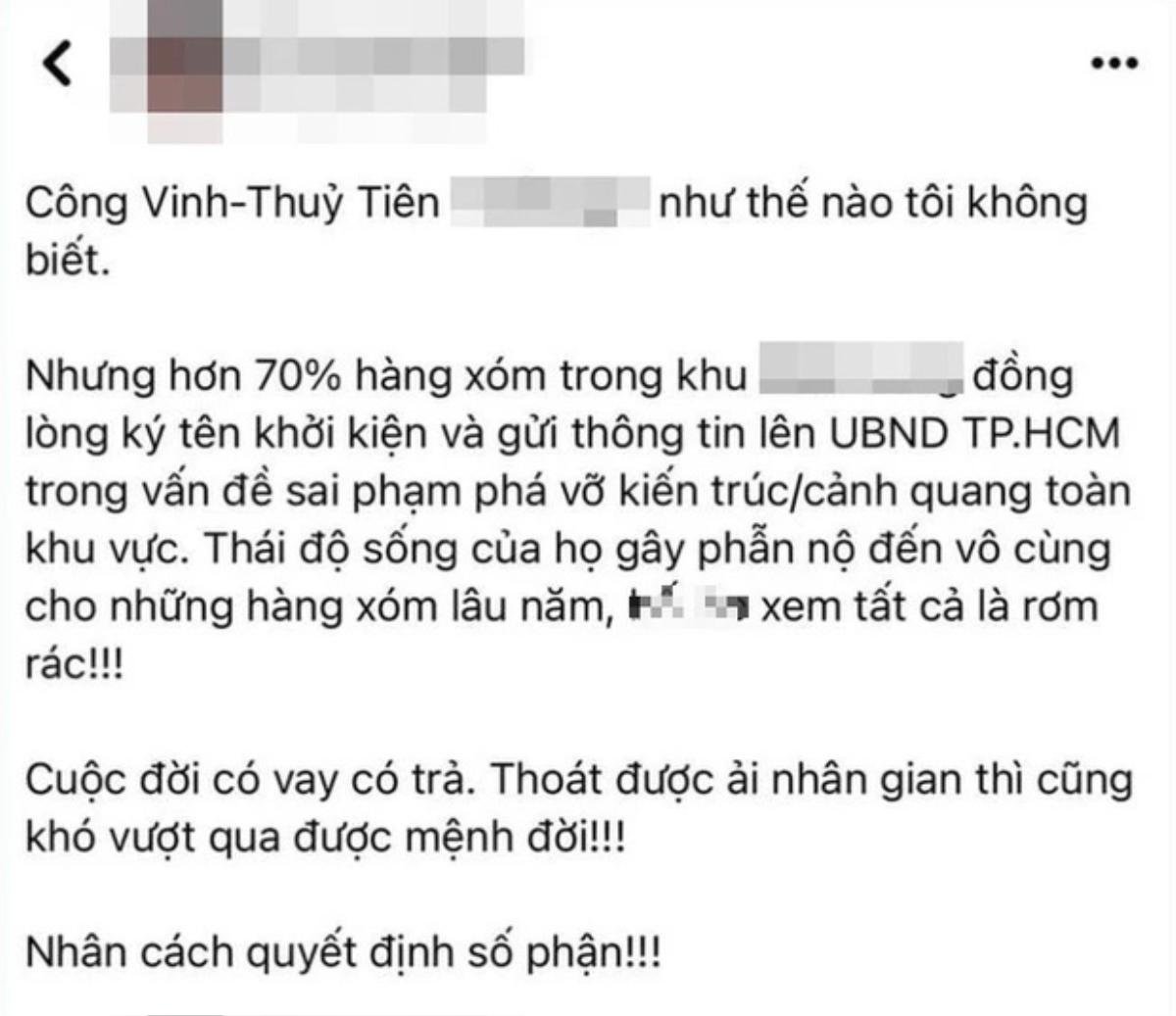 Công Vinh – Thủy Tiên tiếp tục gặp 'biến', bị 70% hàng xóm đồng lòng khởi kiện? Ảnh 1