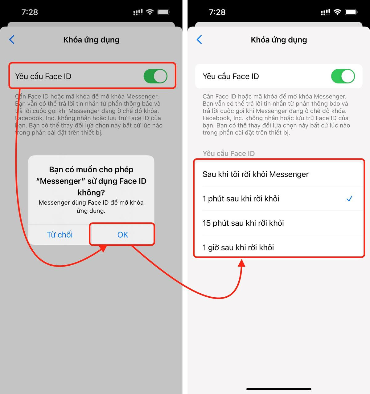 Khóa ứng dụng Messenger bằng Face ID/Touch ID trên iPhone Ảnh 4