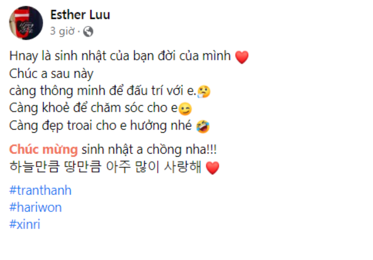 Hari Won chúc mừng sinh nhật Trấn Thành và phản ứng 'đáp lại' của nam MC khiến netizen bật cười Ảnh 3