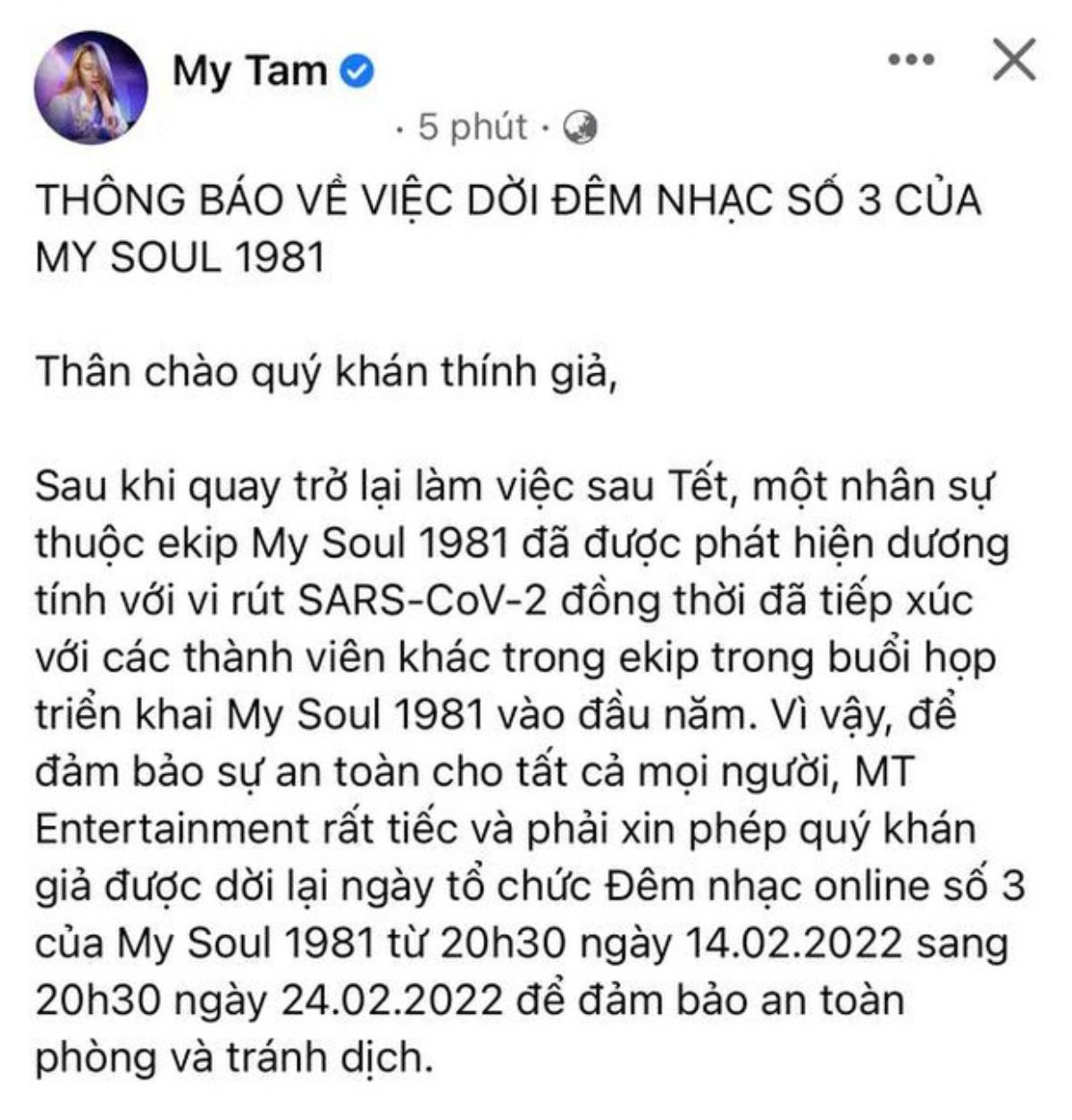 Mỹ Tâm bất ngờ thông báo hoãn đêm nhạc thứ 3 của dự án My Soul 1981 vì lý do này Ảnh 3