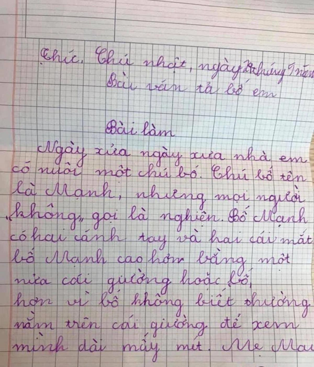 Bài văn tả bố khiến dân mạng cười ngất: 'Nhà em nuôi một chú bố, xung quanh ai mất gì cũng đến hỏi' Ảnh 1