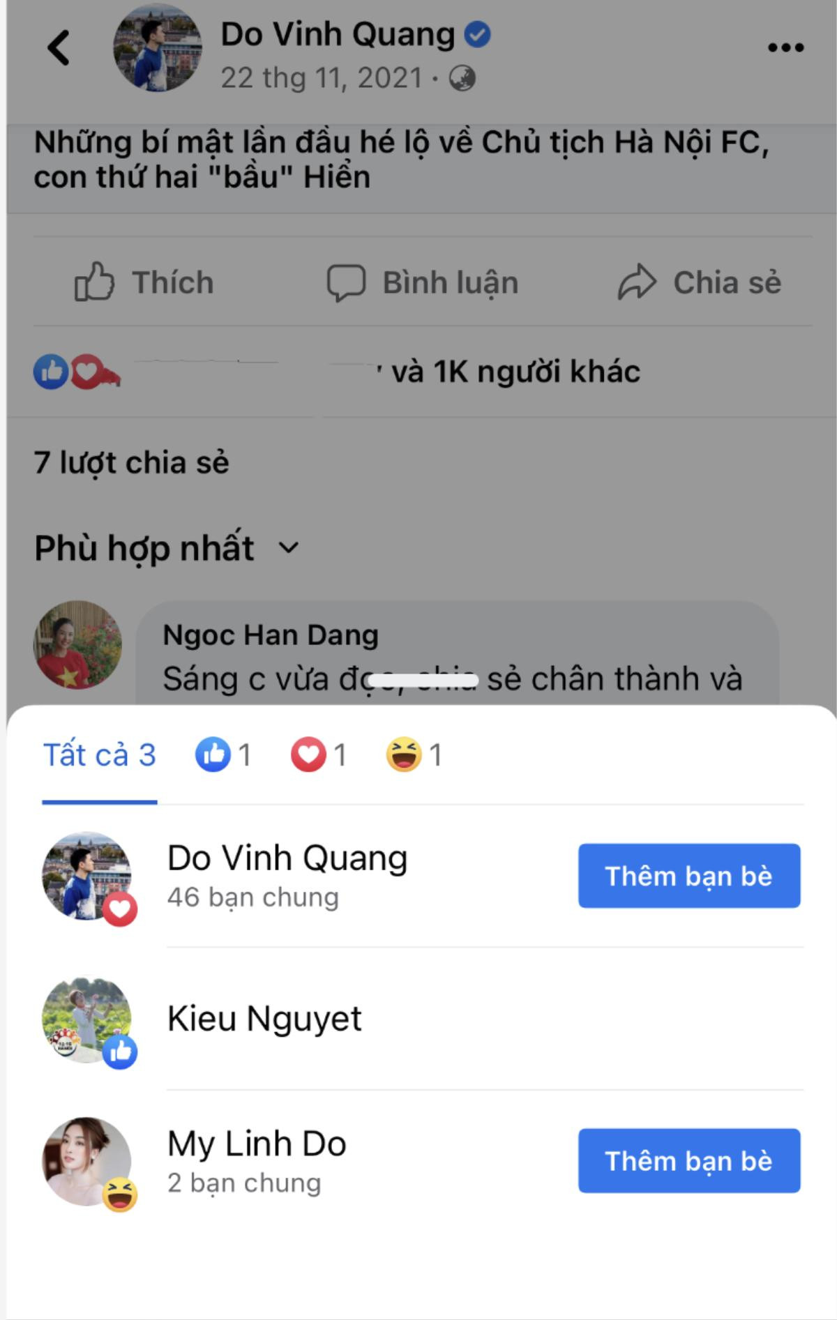 Đỗ Mỹ Linh tương tác gì trên trang cá nhân của con trai bầu Hiển? Ảnh 2