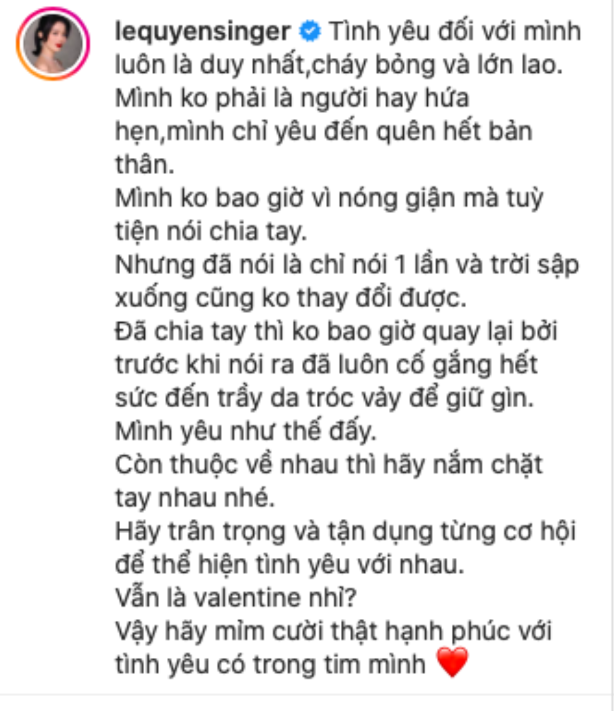 Lệ Quyên đăng ảnh 'một mình' đúng ngày Valentine, chia sẻ ẩn ý: 'Đã chia tay thì không bao giờ quay lại' Ảnh 3