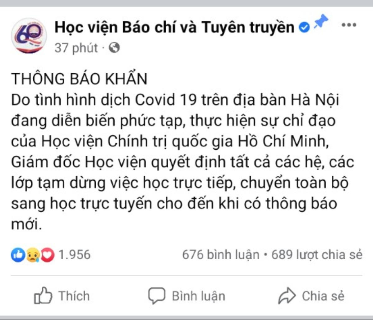 Vừa thông báo đi học lại, hai trường ĐH bất ngờ 'quay xe' tiếp tục cho sinh viên học trực tuyến Ảnh 1