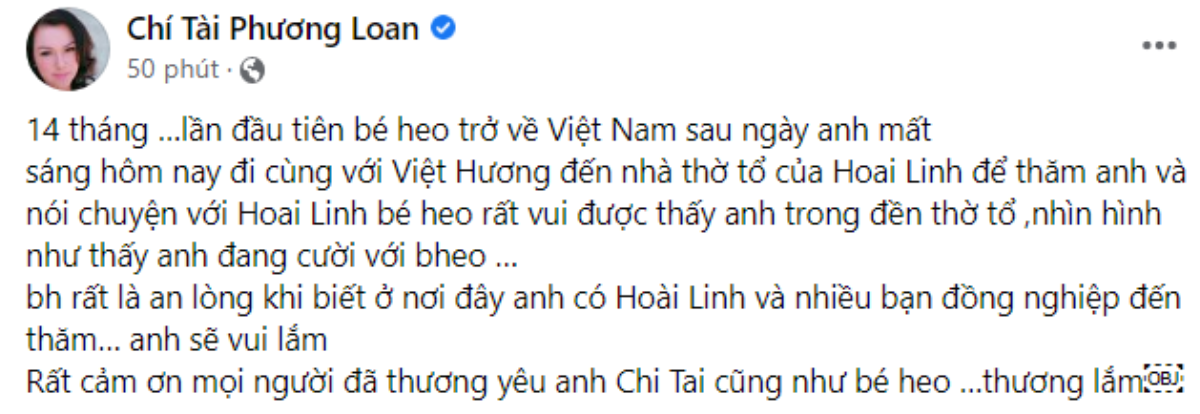 Phương Loan đến nhà thờ tổ của Hoài Linh, thắp nhang cho Chí Tài: 'Nhìn như anh đang cười với bé Heo' Ảnh 1