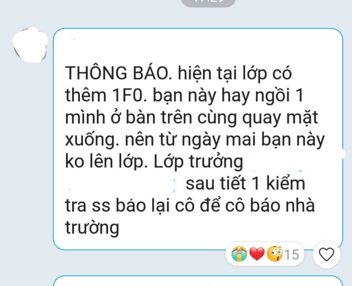 Cô giáo thông báo lớp có thành viên là F0, học sinh đọc xong không hề hoang mang còn hết lời khen ngợi Ảnh 1