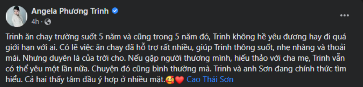 Nữ diễn viên 9X thông báo đang tìm hiểu Cao Thái Sơn