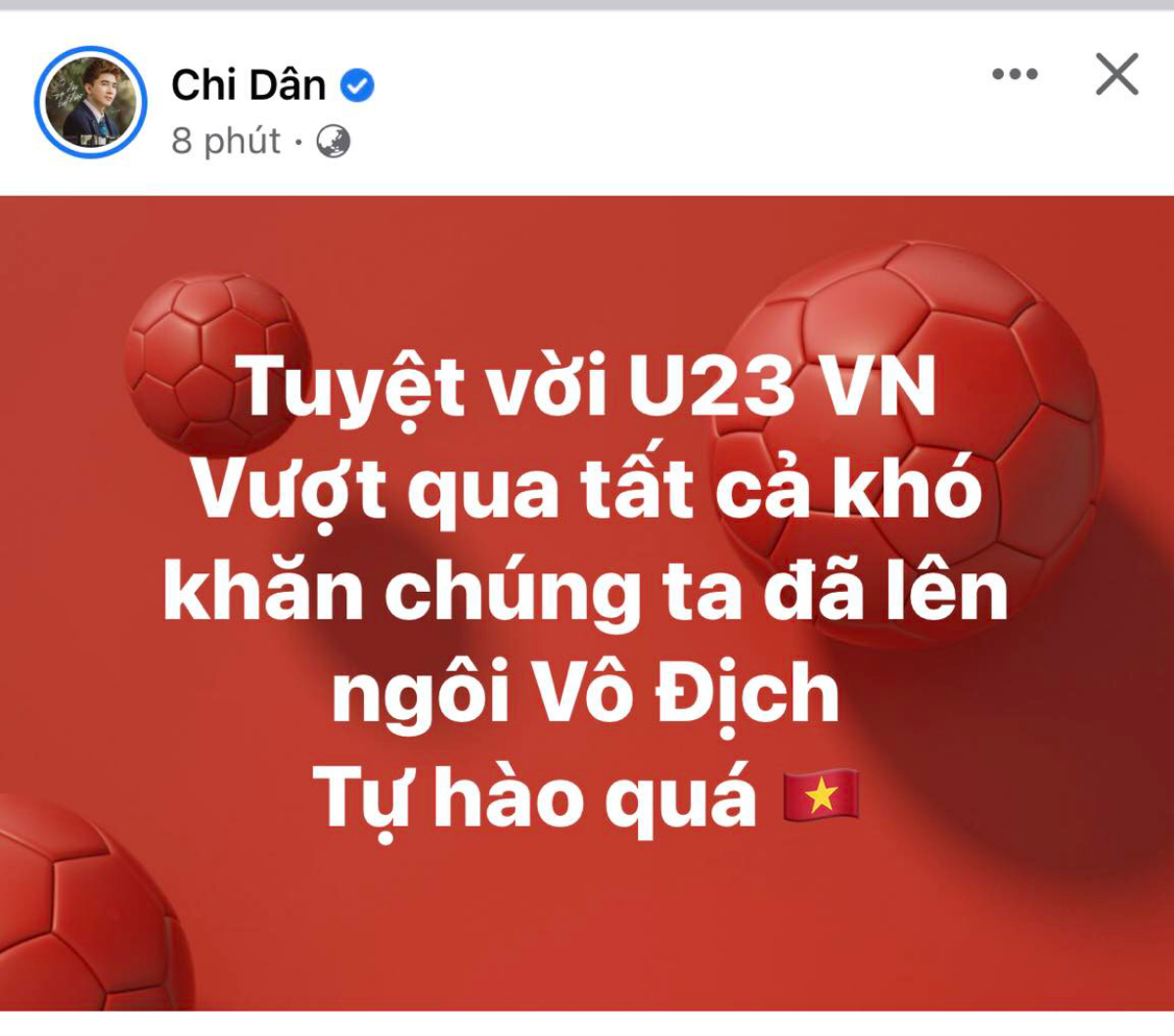 Tuấn Trần, Quân A.P cùng dàn sao Việt chúc mừng chức vô địch của U23 Việt Nam Ảnh 2