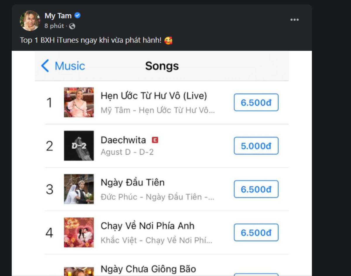 Vượt qua Suga (BTS), bản hát live mới toanh của Mỹ Tâm nhanh chóng thống trị No.1 iTunes Việt Nam Ảnh 3