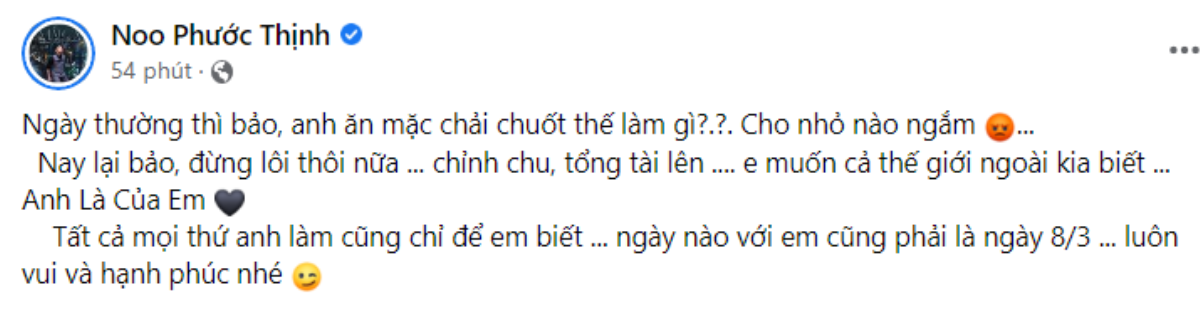 'Người ấy' của Noo Phước Thịnh muốn cả thế giới biết: 'Anh là của em' trong ngày 8/3 Ảnh 2