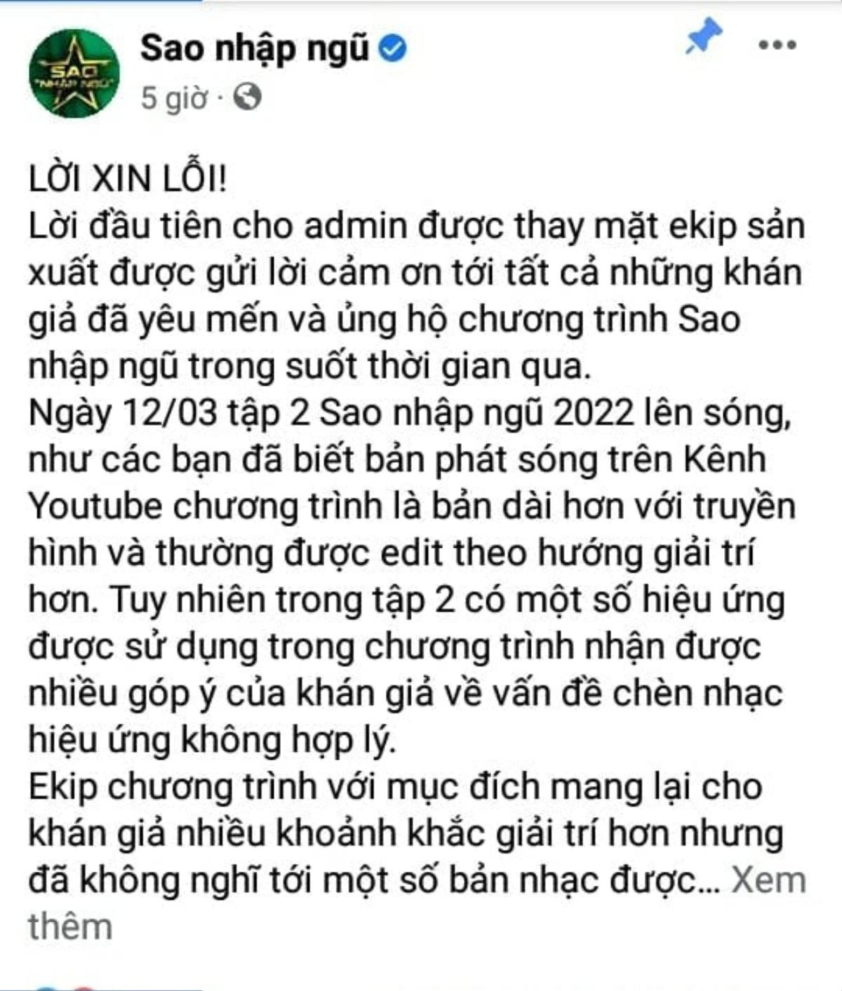 Nhà sản xuất Sao nhập ngũ 2022 công khai xin lỗi khán giả Ảnh 1