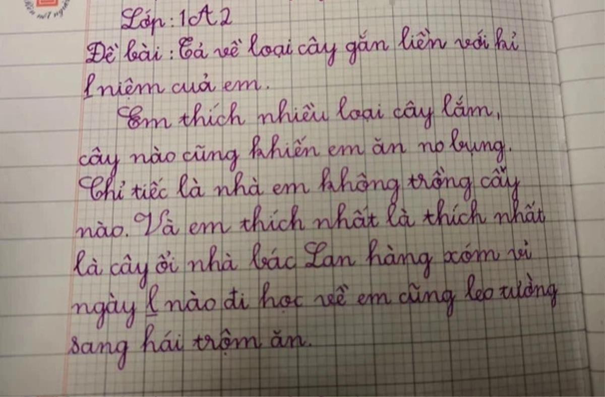 Hái trộm ổi nhà hàng xóm và giấu giếm bấy lâu, đến khi viết văn bé gái lại hồn nhiên kể sạch sành sanh Ảnh 1