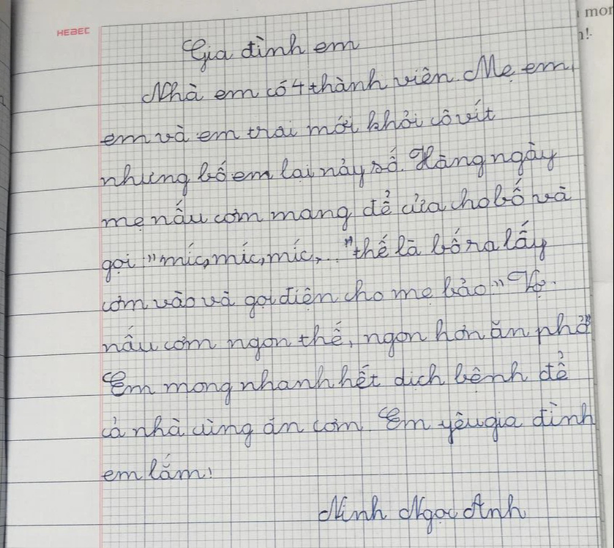 Bài văn tả gia đình mùa Covid khiến dân mạng bật cười thích thú, nhất là cái tên 'độc lạ' của người bố Ảnh 1