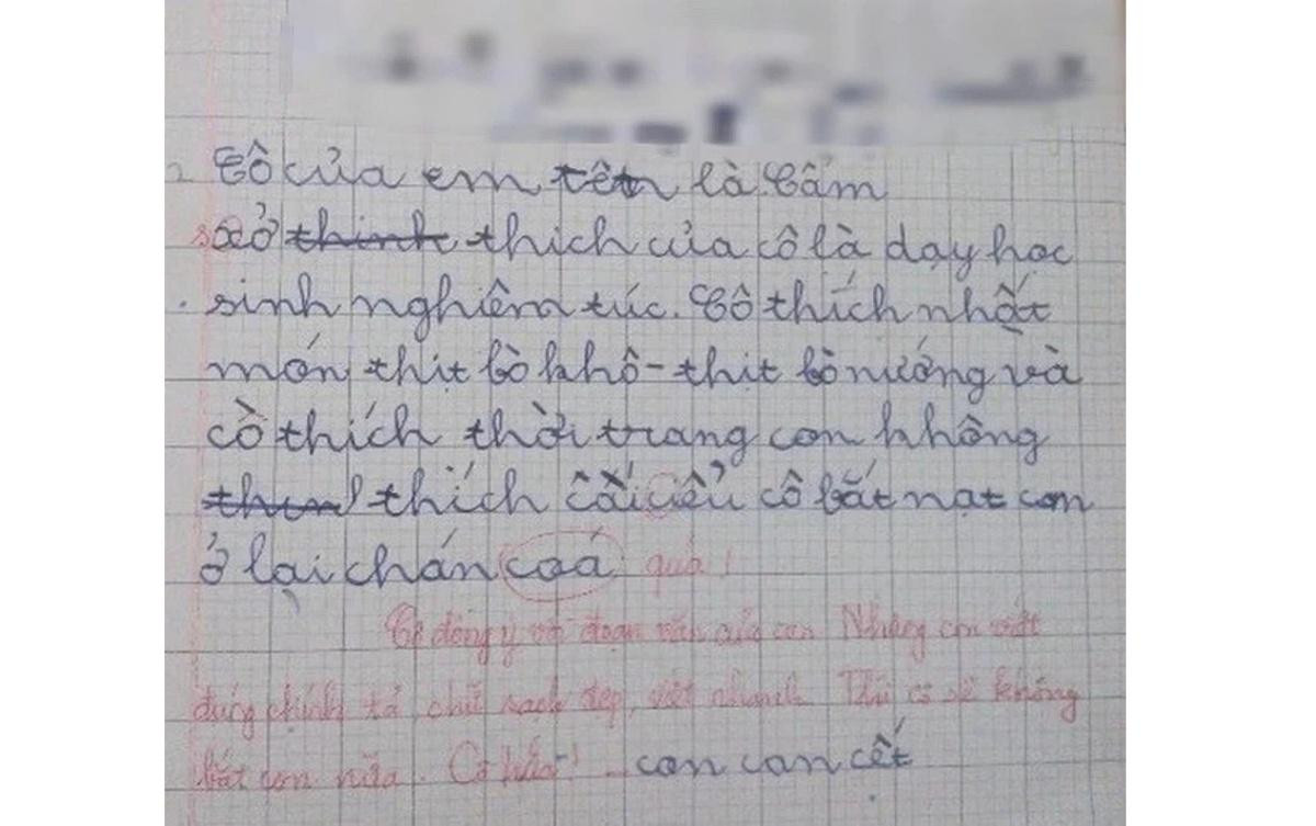 Bài văn 'bóc phốt' cô giáo không chút tiếc thương và lời phê gây chú ý Ảnh 1