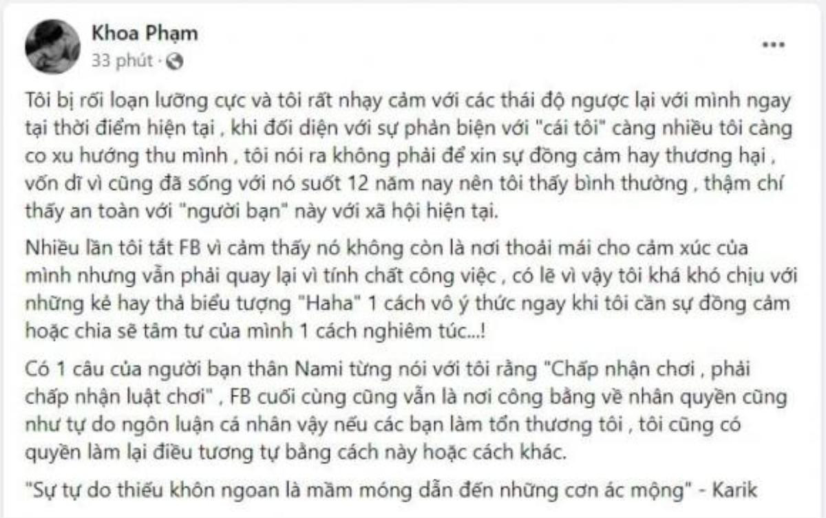 Karik tiết lộ bị rối loạn lưỡng cực nhưng lại xóa bài ngay sau đó, chuyện gì đây? Ảnh 2