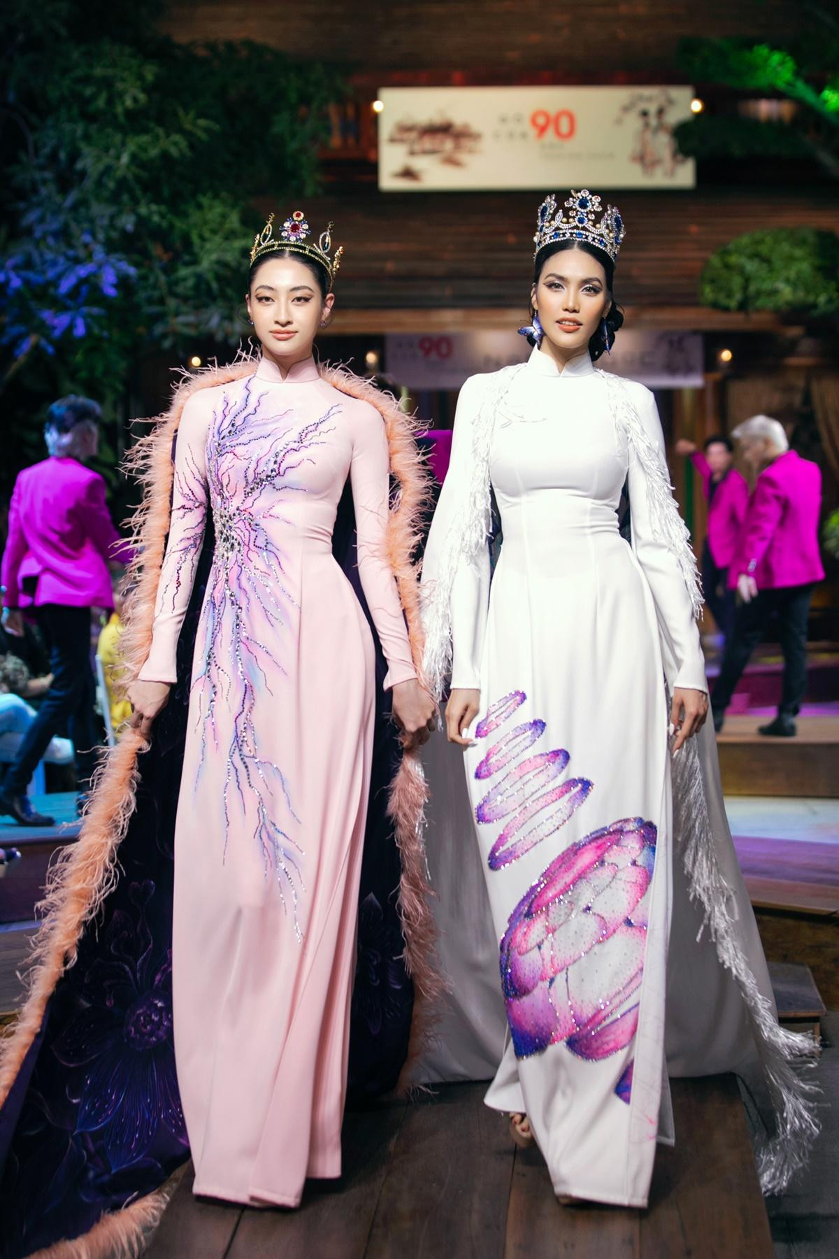 Lương Thùy Linh, Lan Khuê, Kim Duyên, Nam Em hội tụ trên sàn runway - Nguyên team nhan sắc đổ bộ hết! Ảnh 2