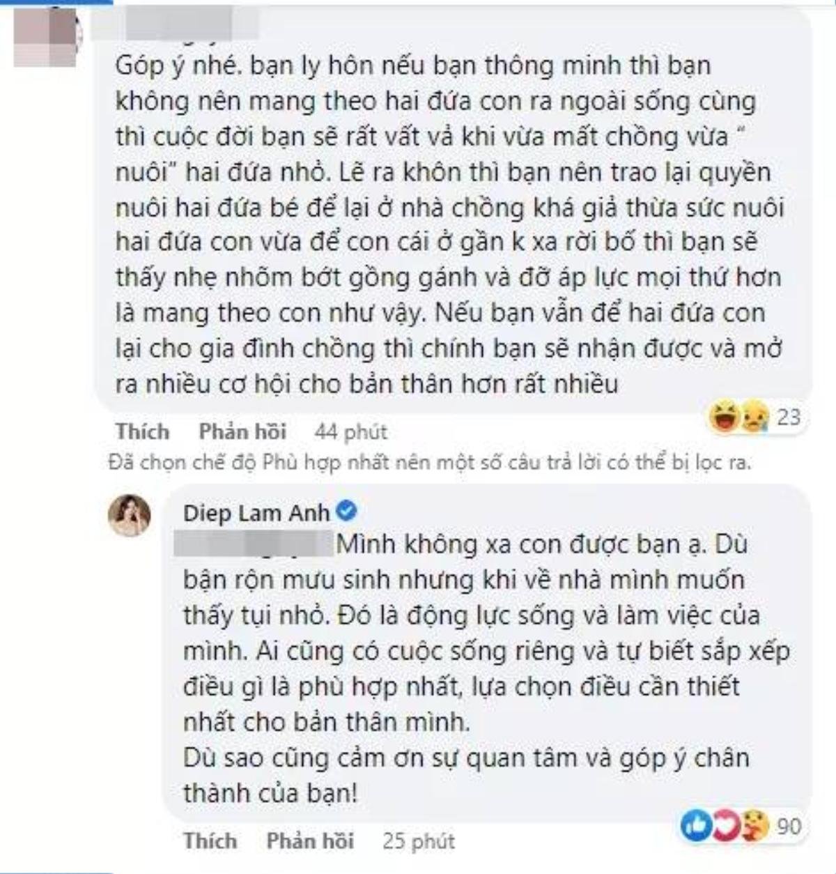 Bị khuyên 'để 2 con lại cho nhà chồng', Diệp Lâm Anh phản ứng gay gắt Ảnh 3