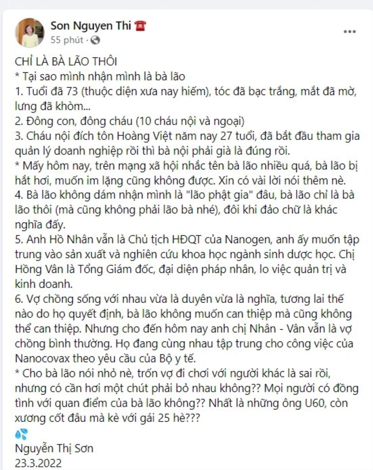 Mẹ vợ ông Hồ Nhân khẳng định 'trốn vợ đi chơi với người khác là sai', tiết lộ tình trạng hôn nhân con rể Ảnh 1