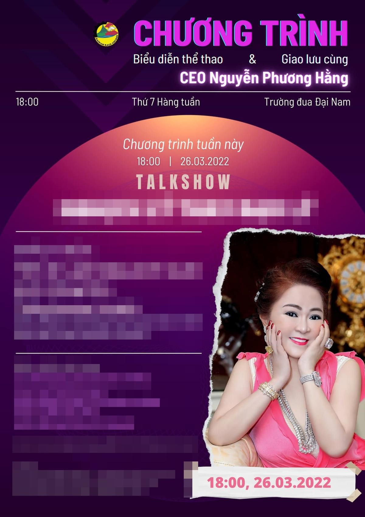 Trước khi bị khởi tố, bắt tạm giam, bà Phương Hằng vẫn thông báo tổ chức talkshow Ảnh 3