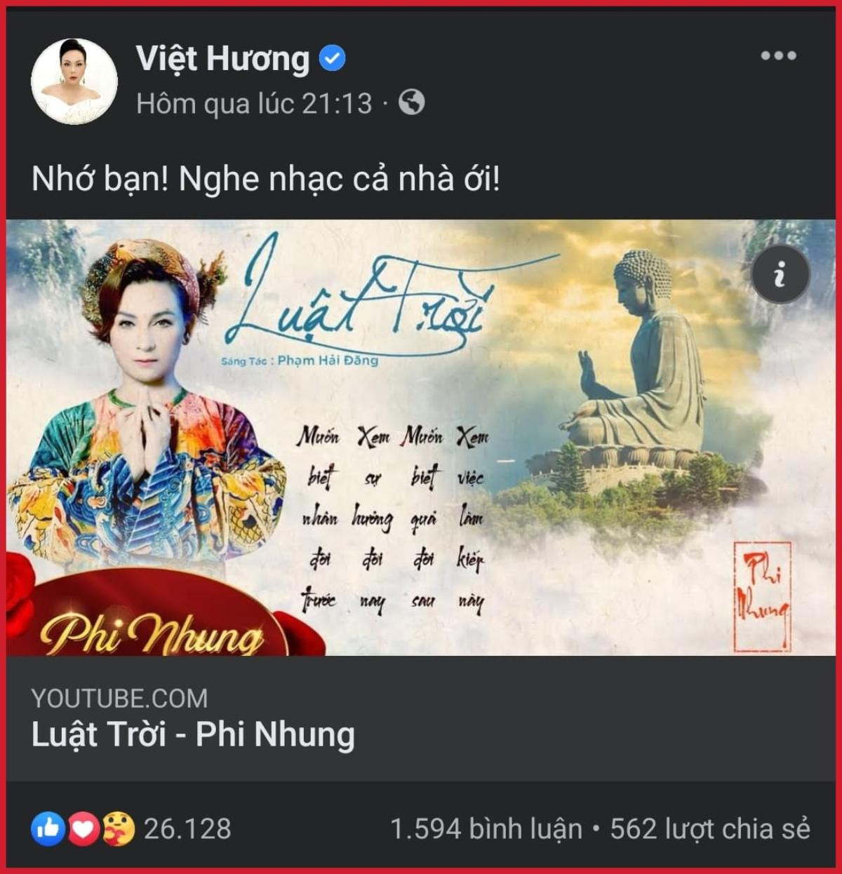 Việt Hương chia sẻ bài hát đầy ẩn ý của cố ca sĩ Phi Nhung giữa lúc bà Phương Hằng bị bắt tạm giam Ảnh 2